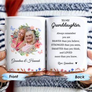 Grandma's Love In A Floral Heart Frame - Personalized Custom Coffee Mug - GDT131_MG