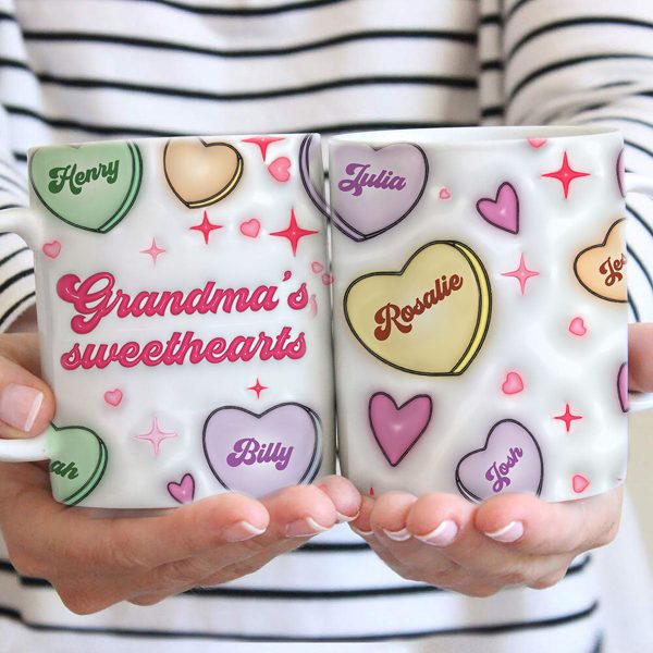 Grandma's Sweethearts Personalized 3D Inflated Effect Mug, Gift for Grandma Grandma's Sweethearts Personalized 3D Inflated Effect Mug, Gift for Grandma