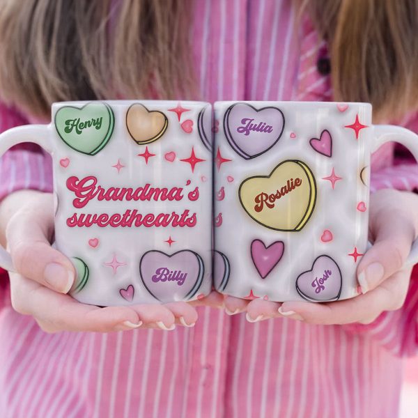 Grandma's Sweethearts Personalized 3D Inflated Effect Mug, Gift for Grandma Grandma's Sweethearts Personalized 3D Inflated Effect Mug, Gift for Grandma
