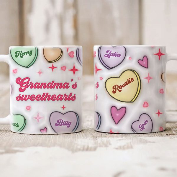 Grandma's Sweethearts Personalized 3D Inflated Effect Mug, Gift for Grandma Grandma's Sweethearts Personalized 3D Inflated Effect Mug, Gift for Grandma