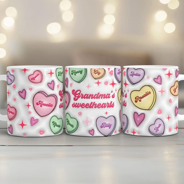 Grandma's Sweethearts Personalized 3D Inflated Effect Mug, Gift for Grandma Grandma's Sweethearts Personalized 3D Inflated Effect Mug, Gift for Grandma