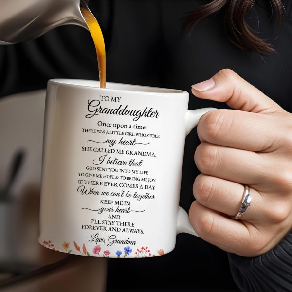 Grandmother To Granddaughter Heartfelt Love Message With Ribbon And Floral Elements - Personalized Custom Coffee Mug - GDT184_MG
