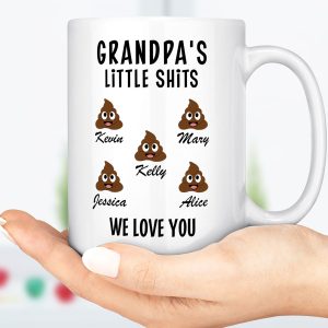 Grandpa's Little Shits Custom Family Mug