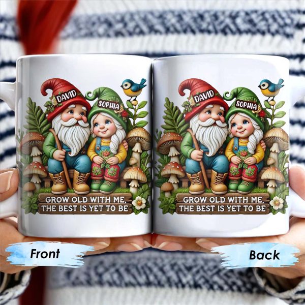 Grow Old With Me Gnome Mug Featuring Birds and Flowers - Personalized Custom Coffee Mug - CPL176_MG Grow Old With Me Gnome Mug Featuring Birds and Flowers - Personalized Custom Coffee Mug - CPL176_MG