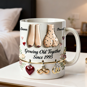 Growing Old Together Since - Personalized Ceramic Mug - Funny Gift For Couples NL122