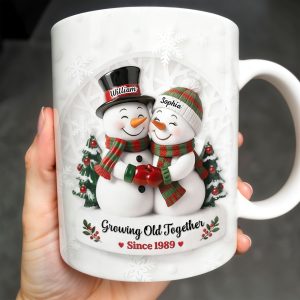 Growing Old Together Snowmen Christmas Design - Personalized Custom Coffee Mug - CPL997_MG
