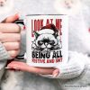 Grumpy Christmas Cat Personalized Mug, Funny Santa Hat Holiday Lights Gift for Sarcastic Festive People with Custom Name Grumpy Christmas Cat Personalized Mug, Funny Santa Hat Holiday Lights Gift for Sarcastic Festive People with Custom Name