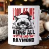 Grumpy Christmas Cat Personalized Mug, Funny Santa Hat Holiday Lights Gift for Sarcastic Festive People with Custom Name Grumpy Christmas Cat Personalized Mug, Funny Santa Hat Holiday Lights Gift for Sarcastic Festive People with Custom Name