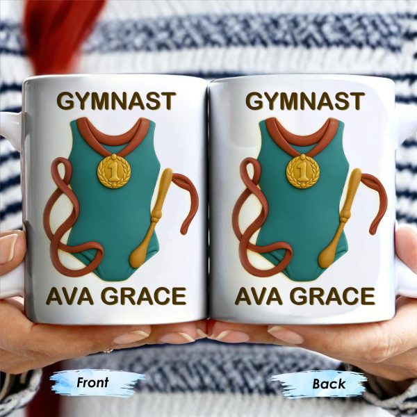 Gymnast, Leotard, Medal, and Ribbon - Personalized Custom Coffee Mug - GRAD300_MG Gymnast, Leotard, Medal, and Ribbon - Personalized Custom Coffee Mug - GRAD300_MG