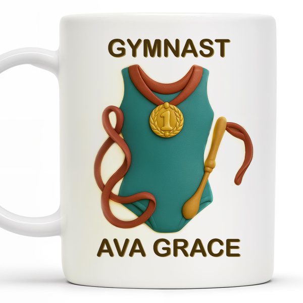 Gymnast, Leotard, Medal, and Ribbon - Personalized Custom Coffee Mug - GRAD300_MG Gymnast, Leotard, Medal, and Ribbon - Personalized Custom Coffee Mug - GRAD300_MG