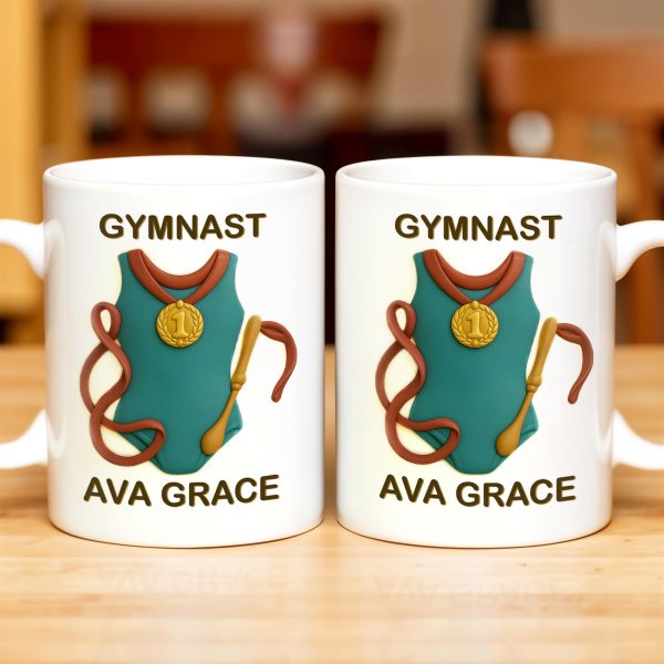 Gymnast, Leotard, Medal, and Ribbon - Personalized Custom Coffee Mug - GRAD300_MG Gymnast, Leotard, Medal, and Ribbon - Personalized Custom Coffee Mug - GRAD300_MG