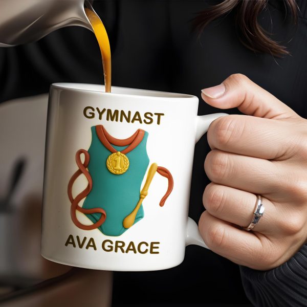 Gymnast, Leotard, Medal, and Ribbon - Personalized Custom Coffee Mug - GRAD300_MG Gymnast, Leotard, Medal, and Ribbon - Personalized Custom Coffee Mug - GRAD300_MG