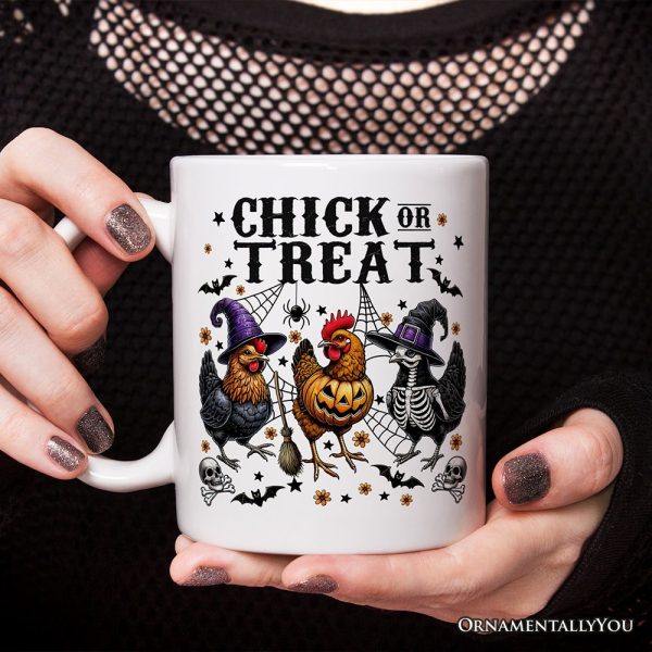 Halloween Chickens Personalized Mug, Chick or Treat Funny Farmhouse Custom Gift