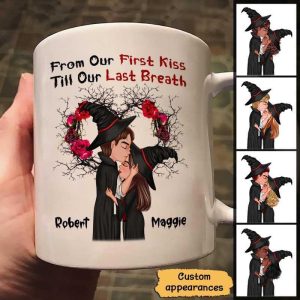 Halloween Doll Couple Kissing From Our First Kiss Till Our Last Breath Personalized Mug