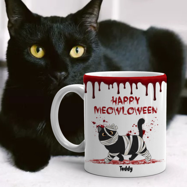 Halloween Spooky Fluffy Cat Personalized Mug