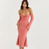 Halter Off Shoulder Long Sleeve Midi Dresses Halter Off Shoulder Long Sleeve Midi Dresses