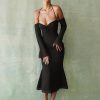 Halter Off Shoulder Long Sleeve Midi Dresses Halter Off Shoulder Long Sleeve Midi Dresses