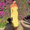 Halter Off Shoulder Long Sleeve Midi Dresses Halter Off Shoulder Long Sleeve Midi Dresses