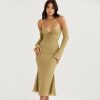 Halter Off Shoulder Long Sleeve Midi Dresses Halter Off Shoulder Long Sleeve Midi Dresses