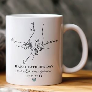 Hand Holding Happy Father's Day We Love You - Personalized Mug