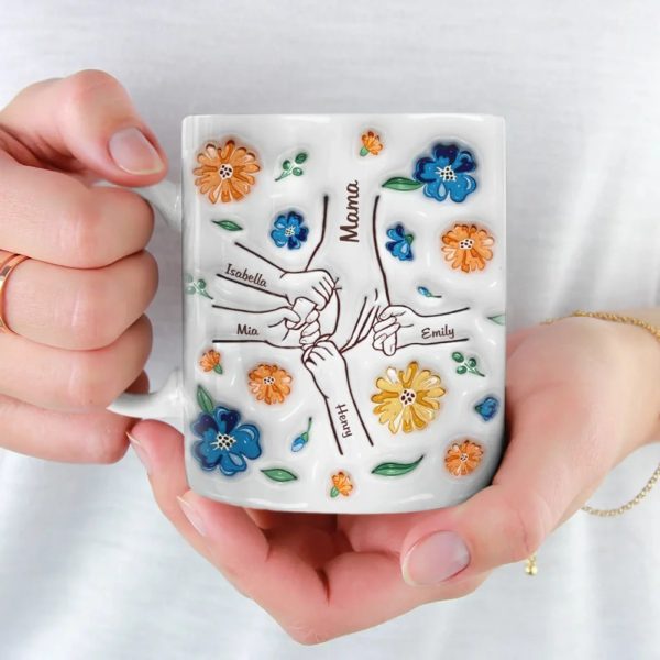 Hand In Hand, Heart To Mom - Family Personalized Custom 3D Inflated Effect Printed Mug - New Arrival, Mother's Day, Gift For Mom, Grandma Hand In Hand, Heart To Mom - Family Personalized Custom 3D Inflated Effect Printed Mug - New Arrival, Mother's Day, Gift For Mom, Grandma