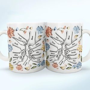 Hand In Hand, I Will Always Protect You 10 To 20 - Gift For Mom, Grandma - 3D Inflated Effect Printed Mug, Personalized White Edge-to-Edge Mug
