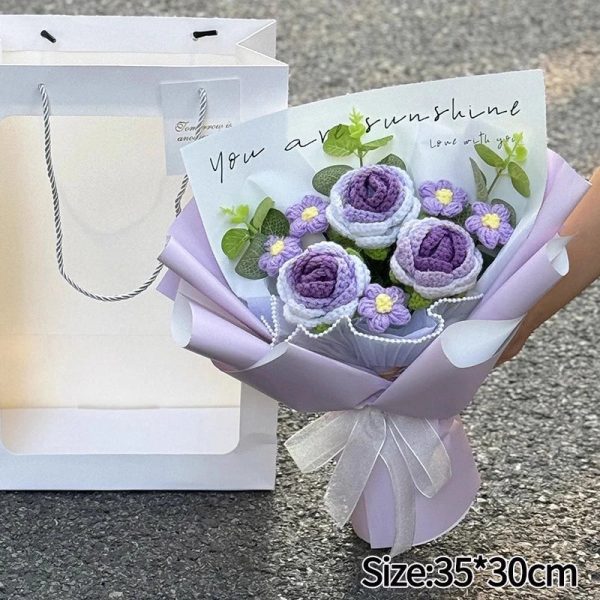 Hand-Woven Rose Flower Bouquet Artificial Flowers for Birthday and Valentine's Day