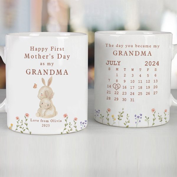 Happy 1st Mother's Day As My Grandma Nana Mommy Calendar Keepsake Personalized Mug