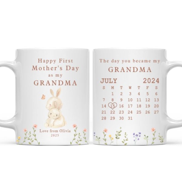 Happy 1st Mother's Day As My Grandma Nana Mommy Calendar Keepsake Personalized Mug