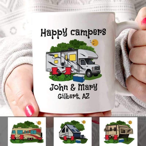 Happy Campers Campsite Personalized Mug Happy Campers Campsite Personalized Mug