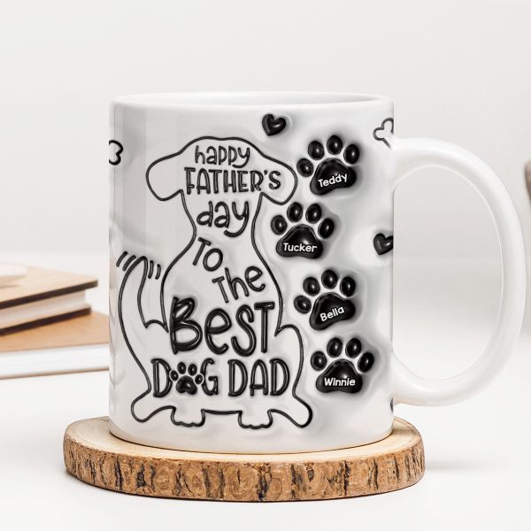 Happy Father Day To The Best Dog Dad Personalized 3D Inflated Printed Mug