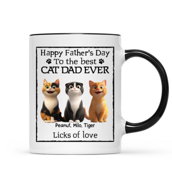 Happy Father's Day Best Cat Dad Cartoon Funny Style Cats Personalized Mug