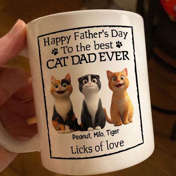 Happy Father's Day Best Cat Dad Cartoon Funny Style Cats Personalized Mug