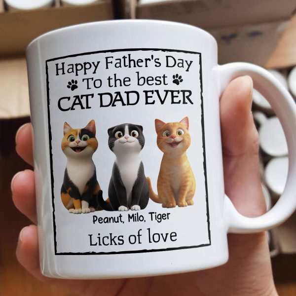 Happy Father's Day Best Cat Dad Cartoon Funny Style Cats Personalized Mug