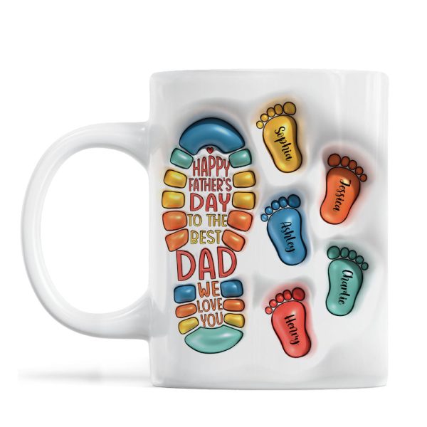 Happy Father's Day Dad Footprints Personalized 3D Inflated Printed Mug Happy Father's Day Dad Footprints Personalized 3D Inflated Printed Mug