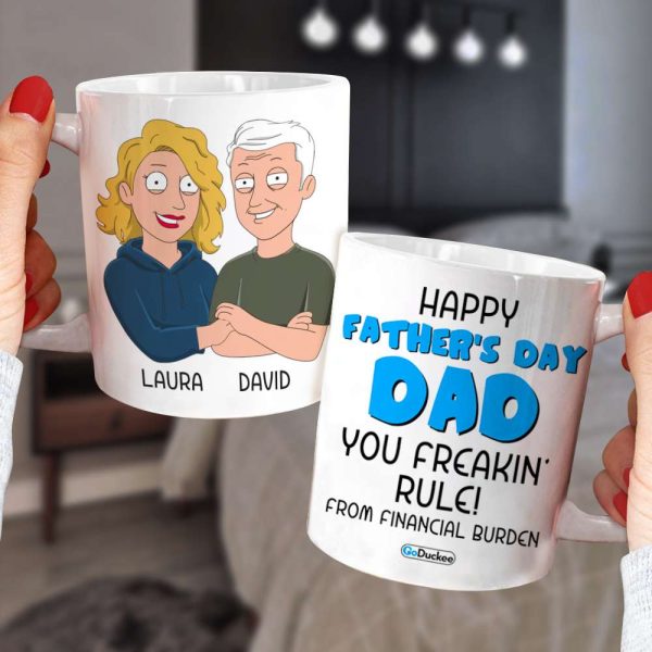 Happy Father's Day Dad You Freakin' Rule - Personalized White Mug - Gift for Dad - Family Guys Happy Father's Day Dad You Freakin' Rule - Personalized White Mug - Gift for Dad - Family Guys