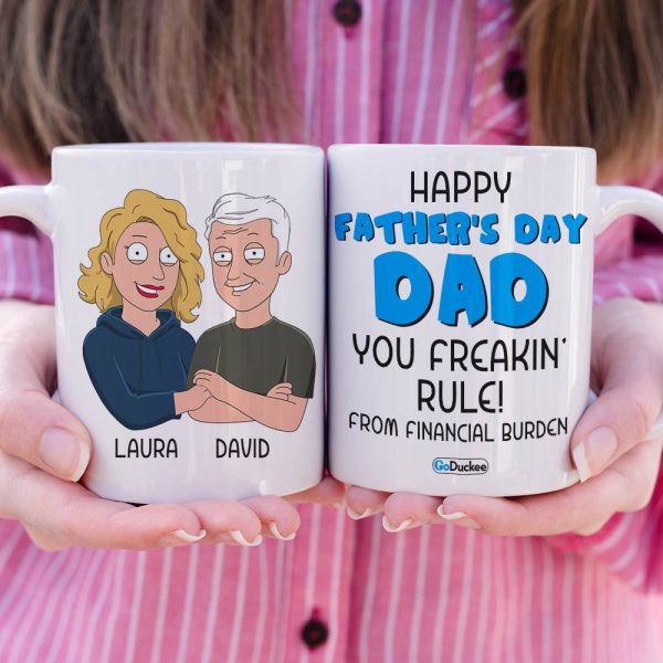 Happy Father's Day Dad You Freakin' Rule - Personalized White Mug - Gift for Dad - Family Guys Happy Father's Day Dad You Freakin' Rule - Personalized White Mug - Gift for Dad - Family Guys