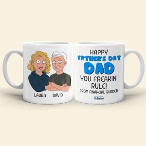 Happy Father's Day Dad You Freakin' Rule - Personalized White Mug - Gift for Dad - Family Guys