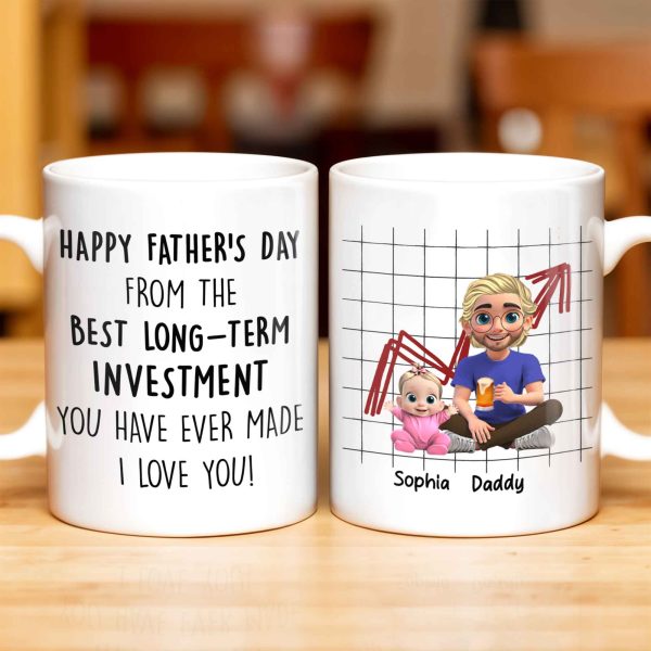 Happy Father's Day From The Best Long-Term Investment, Graph, Baby and Father - Personalized Custom Coffee Mug - DAD196_MG Happy Father's Day From The Best Long-Term Investment, Graph, Baby and Father - Personalized Custom Coffee Mug - DAD196_MG