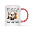 Happy Father's Day Human Servant Cartoon Funny Cats Personalized Mug, Gift For Cat Dad Happy Father's Day Human Servant Cartoon Funny Cats Personalized Mug, Gift For Cat Dad