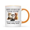 Happy Father's Day Human Servant Cartoon Funny Cats Personalized Mug, Gift For Cat Dad Happy Father's Day Human Servant Cartoon Funny Cats Personalized Mug, Gift For Cat Dad