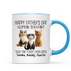 Happy Father's Day Human Servant Cartoon Funny Cats Personalized Mug, Gift For Cat Dad Happy Father's Day Human Servant Cartoon Funny Cats Personalized Mug, Gift For Cat Dad