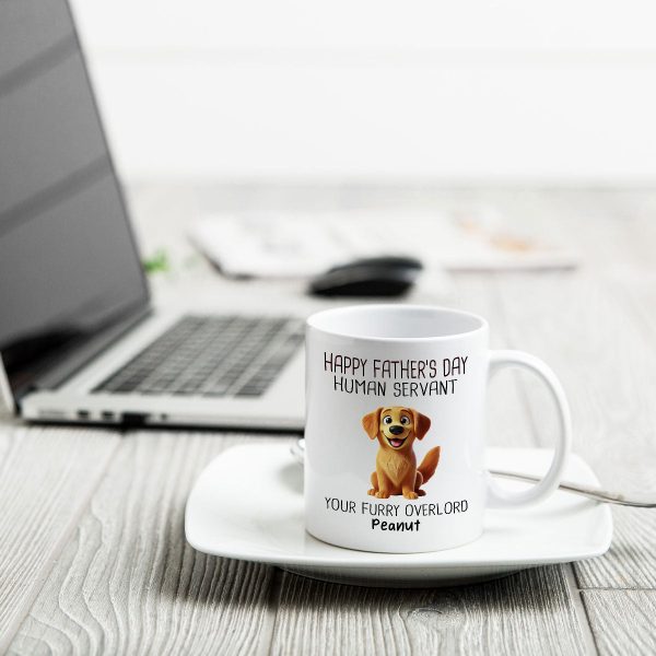 Happy Father's Day Human Servant Cartoon Funny Dogs Personalized Mug, Gift For Dog Dad