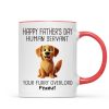 Happy Father's Day Human Servant Cartoon Funny Dogs Personalized Mug, Gift For Dog Dad