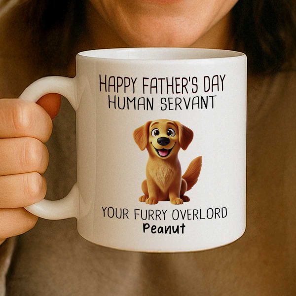 Happy Father's Day Human Servant Cartoon Funny Dogs Personalized Mug, Gift For Dog Dad