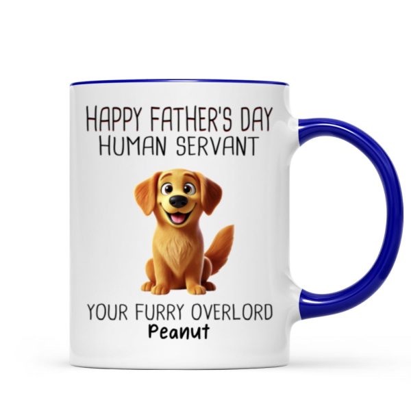Happy Father's Day Human Servant Cartoon Funny Dogs Personalized Mug, Gift For Dog Dad