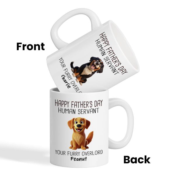 Happy Father's Day Human Servant Cartoon Funny Dogs Personalized Mug, Gift For Dog Dad