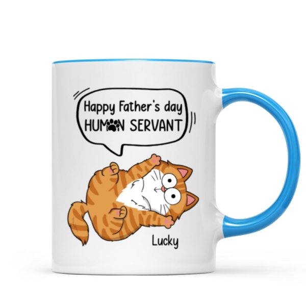 Happy Father's Day Human Servant Naughty Cats Personalized Mug