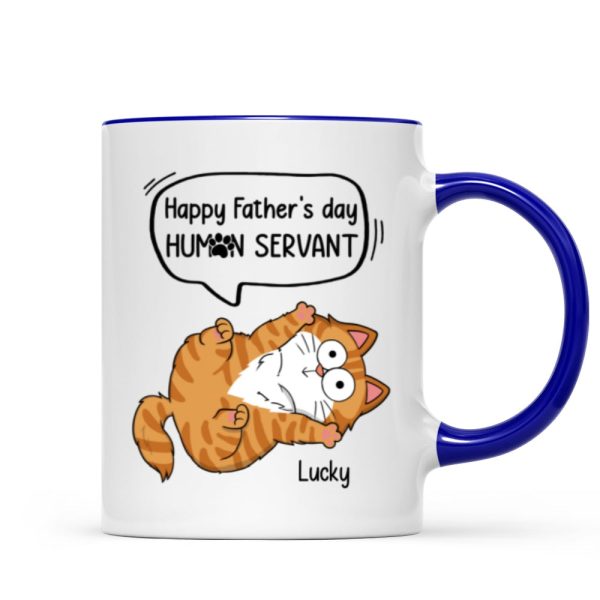 Happy Father's Day Human Servant Naughty Cats Personalized Mug