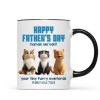 Happy Father's Day Human Servant Personalized Mug, Cute Cartoon Cats, Unique Father's Day Gift for Cat Dads